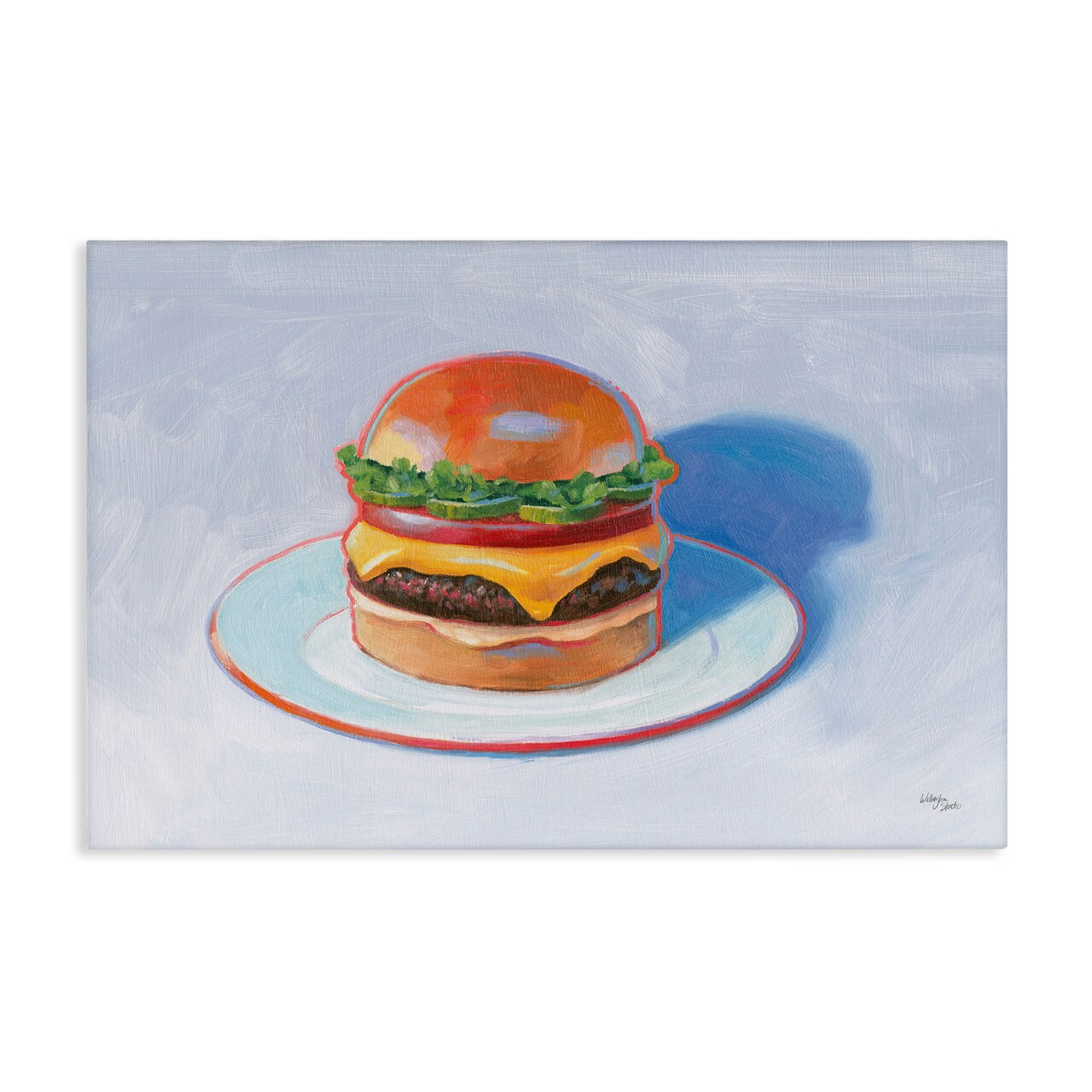 Stupell Industries Burger on Plate Canvas Wall Art Design by Wild Apple